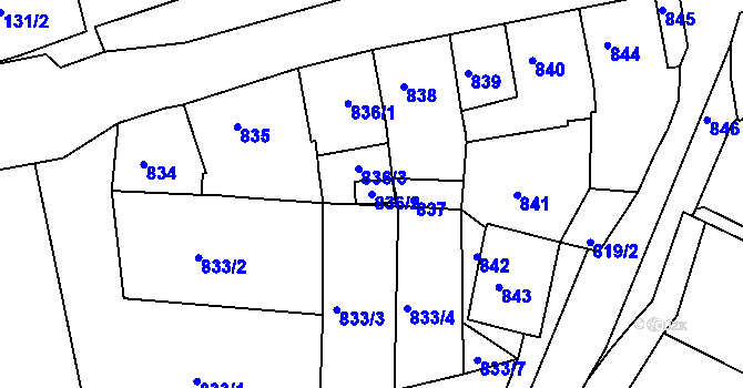 Parcela st. 836/2 v KÚ Březnice, Katastrální mapa