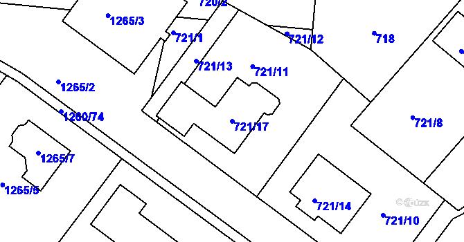 Parcela st. 721/17 v KÚ Březnice, Katastrální mapa