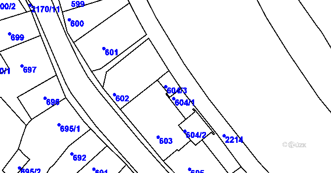 Parcela st. 604/3 v KÚ Březnice, Katastrální mapa