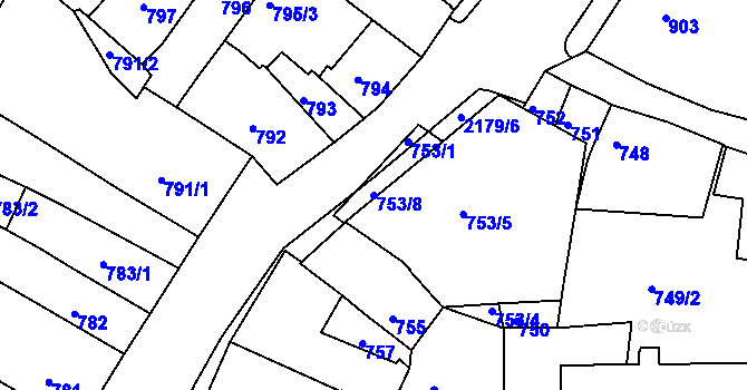 Parcela st. 753/8 v KÚ Březnice, Katastrální mapa