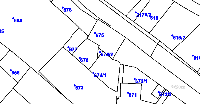 Parcela st. 674/2 v KÚ Březnice, Katastrální mapa