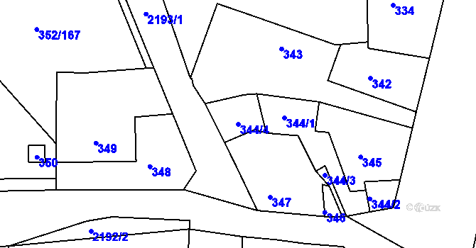 Parcela st. 344/4 v KÚ Březnice, Katastrální mapa