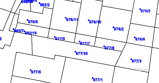 Parcela st. 977/7 v KÚ Březnice, Katastrální mapa