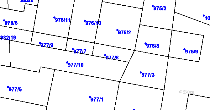 Parcela st. 977/8 v KÚ Březnice, Katastrální mapa