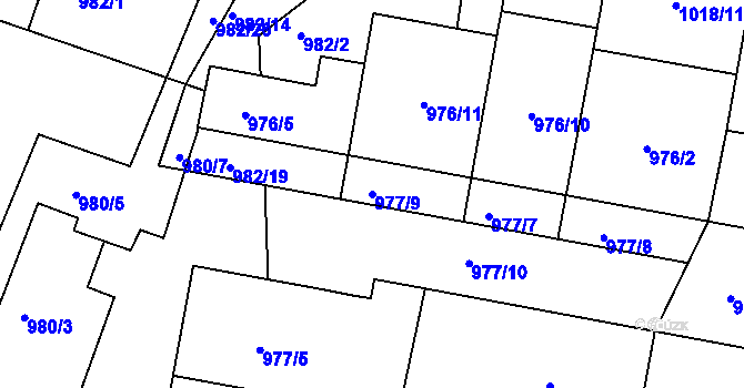 Parcela st. 977/9 v KÚ Březnice, Katastrální mapa