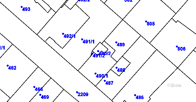 Parcela st. 490/2 v KÚ Březnice, Katastrální mapa