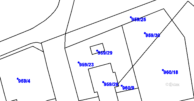 Parcela st. 959/29 v KÚ Březnice, Katastrální mapa