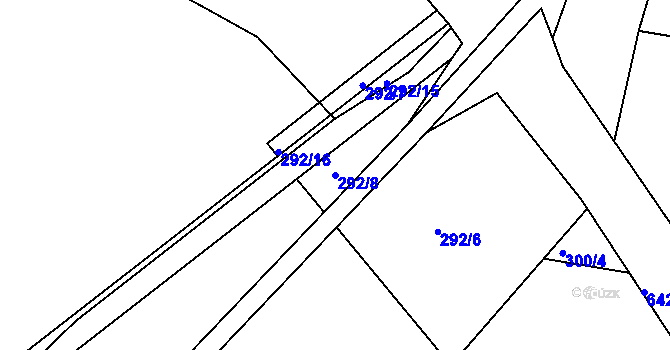 Parcela st. 292/8 v KÚ Přední Poříčí, Katastrální mapa