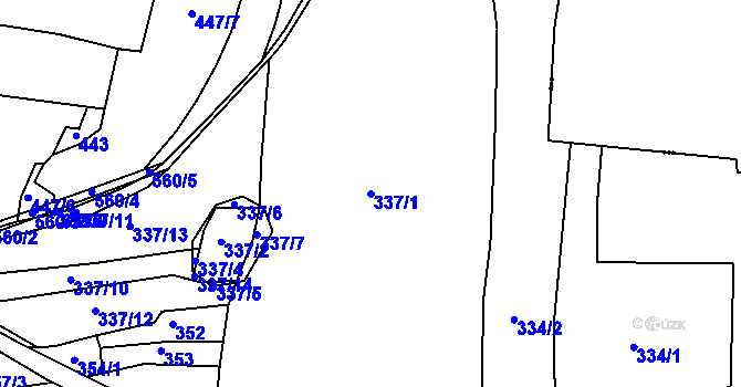 Parcela st. 337/1 v KÚ Přední Poříčí, Katastrální mapa