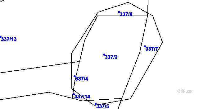 Parcela st. 337/2 v KÚ Přední Poříčí, Katastrální mapa