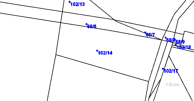 Parcela st. 102/14 v KÚ Přední Poříčí, Katastrální mapa