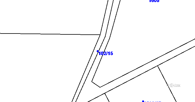 Parcela st. 102/15 v KÚ Přední Poříčí, Katastrální mapa