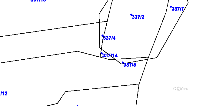 Parcela st. 337/14 v KÚ Přední Poříčí, Katastrální mapa