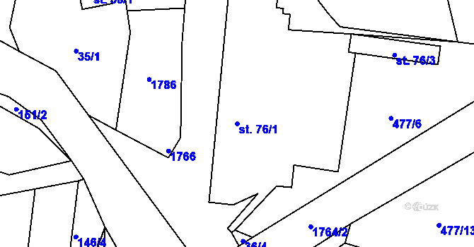Parcela st. 76/1 v KÚ Březnice u Bechyně, Katastrální mapa