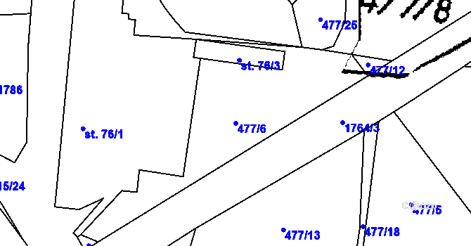 Parcela st. 477/6 v KÚ Březnice u Bechyně, Katastrální mapa
