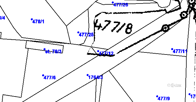 Parcela st. 477/12 v KÚ Březnice u Bechyně, Katastrální mapa
