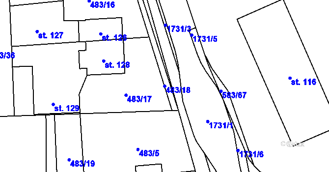 Parcela st. 483/18 v KÚ Březnice u Bechyně, Katastrální mapa