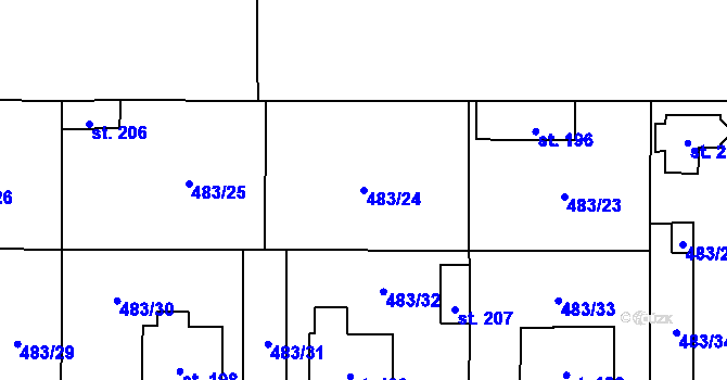 Parcela st. 483/24 v KÚ Březnice u Bechyně, Katastrální mapa
