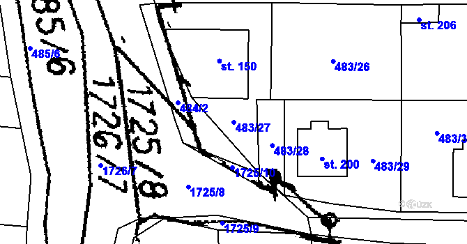 Parcela st. 483/27 v KÚ Březnice u Bechyně, Katastrální mapa