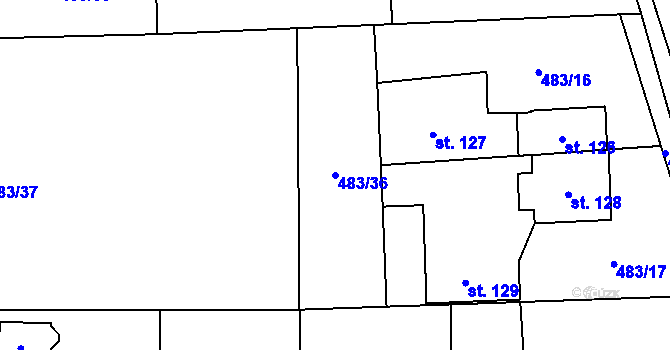 Parcela st. 483/36 v KÚ Březnice u Bechyně, Katastrální mapa