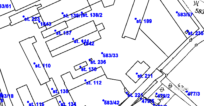 Parcela st. 583/33 v KÚ Březnice u Bechyně, Katastrální mapa