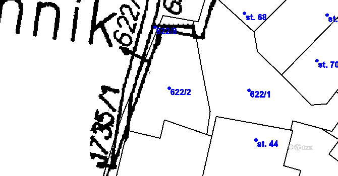 Parcela st. 622/2 v KÚ Březnice u Bechyně, Katastrální mapa