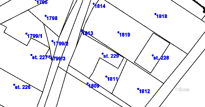 Parcela st. 229 v KÚ Březnice u Bechyně, Katastrální mapa