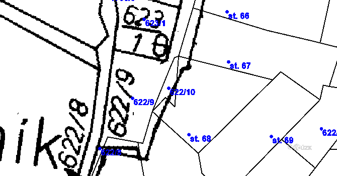 Parcela st. 622/10 v KÚ Březnice u Bechyně, Katastrální mapa
