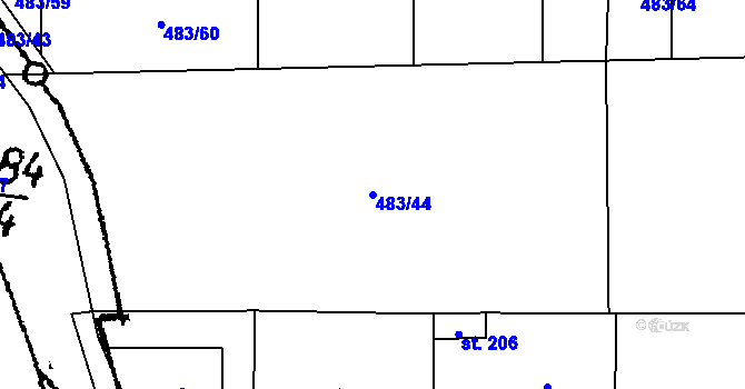 Parcela st. 483/44 v KÚ Březnice u Bechyně, Katastrální mapa