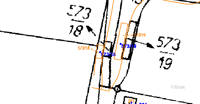 Parcela st. 573/18 v KÚ Březnice u Bechyně, Katastrální mapa