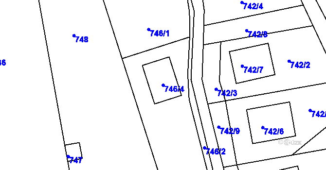 Parcela st. 746/4 v KÚ Březnice u Zlína, Katastrální mapa