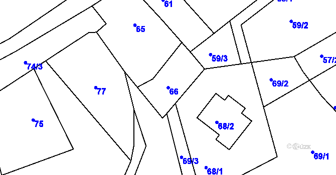 Parcela st. 66 v KÚ Březnice u Zlína, Katastrální mapa