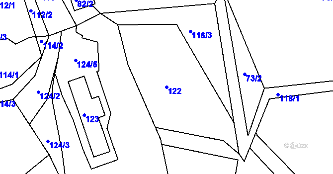 Parcela st. 122 v KÚ Březnice u Zlína, Katastrální mapa