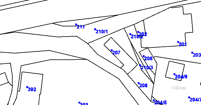 Parcela st. 209 v KÚ Březnice u Zlína, Katastrální mapa