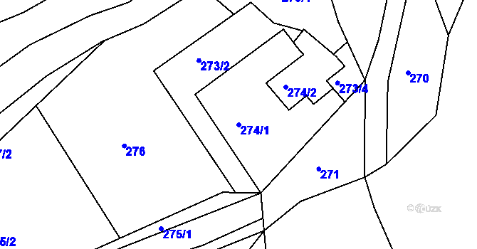 Parcela st. 274/1 v KÚ Březnice u Zlína, Katastrální mapa