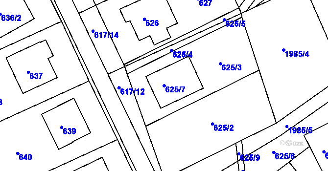 Parcela st. 625/7 v KÚ Březnice u Zlína, Katastrální mapa