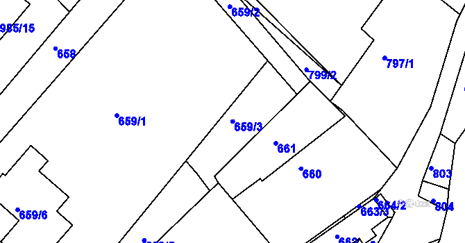 Parcela st. 659/4 v KÚ Březnice u Zlína, Katastrální mapa