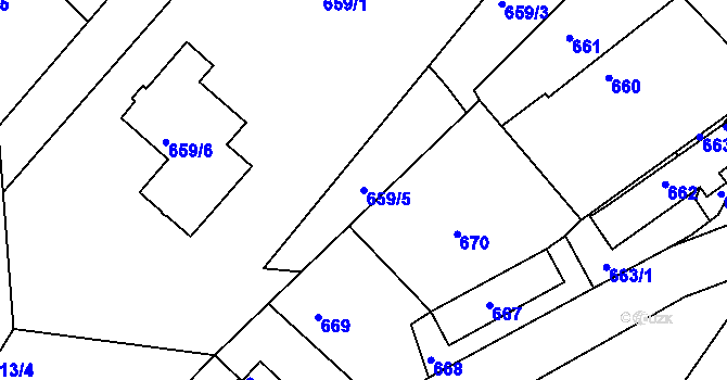 Parcela st. 659/5 v KÚ Březnice u Zlína, Katastrální mapa