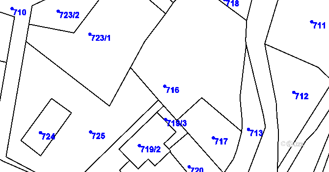 Parcela st. 716 v KÚ Březnice u Zlína, Katastrální mapa