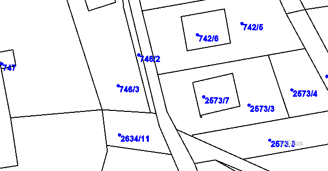 Parcela st. 742/1 v KÚ Březnice u Zlína, Katastrální mapa