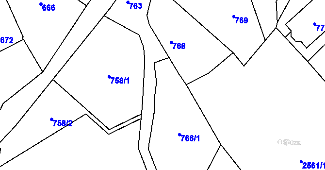 Parcela st. 766/3 v KÚ Březnice u Zlína, Katastrální mapa