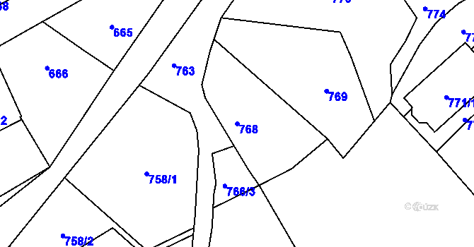 Parcela st. 768 v KÚ Březnice u Zlína, Katastrální mapa