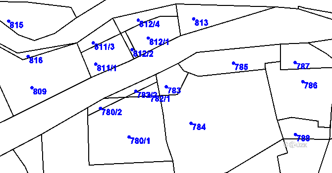 Parcela st. 783 v KÚ Březnice u Zlína, Katastrální mapa