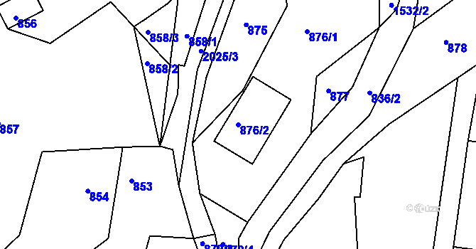 Parcela st. 876/2 v KÚ Březnice u Zlína, Katastrální mapa