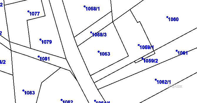 Parcela st. 1063 v KÚ Březnice u Zlína, Katastrální mapa
