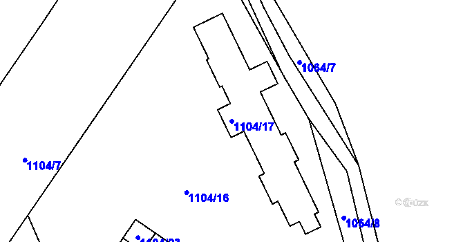 Parcela st. 1104/17 v KÚ Březnice u Zlína, Katastrální mapa