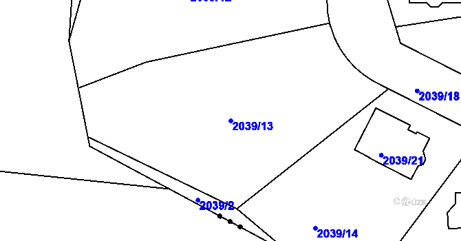 Parcela st. 2039/13 v KÚ Březnice u Zlína, Katastrální mapa