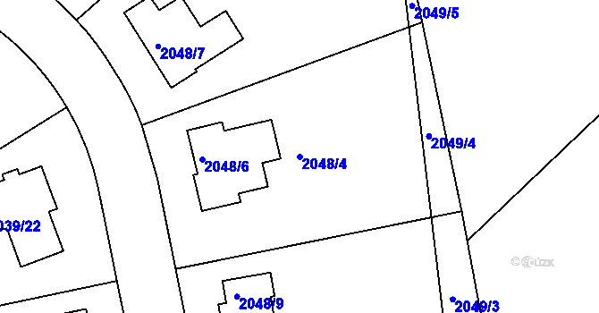 Parcela st. 2048/4 v KÚ Březnice u Zlína, Katastrální mapa