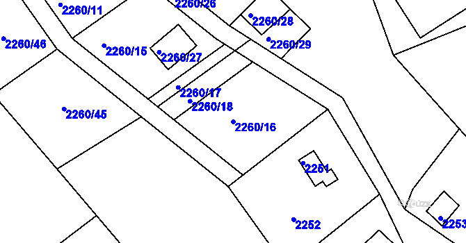 Parcela st. 2260/16 v KÚ Březnice u Zlína, Katastrální mapa