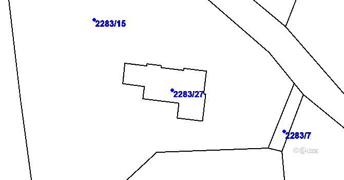 Parcela st. 2283/27 v KÚ Březnice u Zlína, Katastrální mapa
